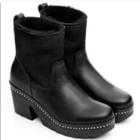 rag & bone Shoes - RAG & BONE Nelson Clog Black Leather Shearling Booties 38 | 8